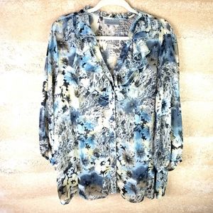 Avenue Blouse Sz 18/20 Three Qt. Sleeve teal